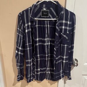 Rails Men's Dark Blue and White Checkered Shirt